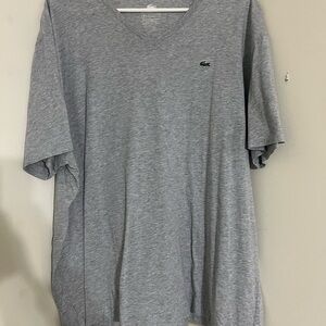 LACOSTE Pima Cotton GREY HEATHER V-Neck T-Shirt French 4XL